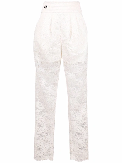 Philipp Plein Straight-leg Lace Trousers In Nude