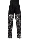 Philipp Plein High-waisted Lace-patterned Trousers In Schwarz