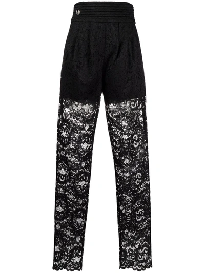 Philipp Plein High-waisted Lace-patterned Trousers In Black