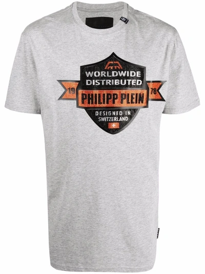 Philipp Plein Slogan-print Cotton T-shirt In Grau