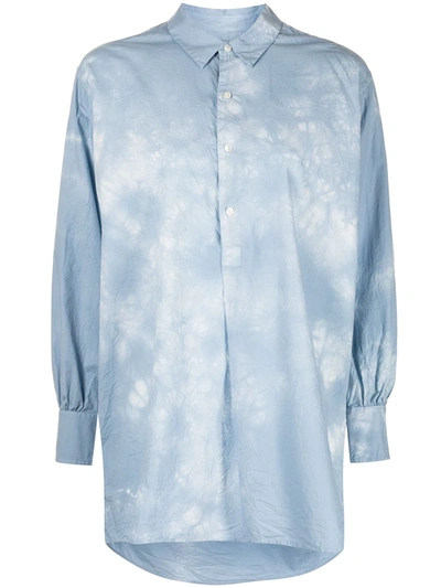 Nili Lotan Ambrose Tie-dyed Crinkled Cotton-poplin Tunic In Blue