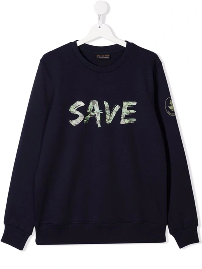 Save The Duck Teen Logo-print Sweater In Blue