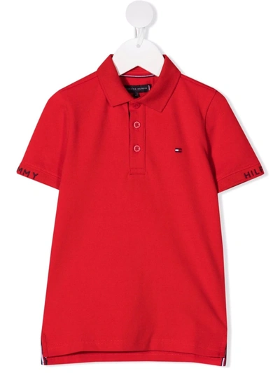 Tommy Hilfiger Junior Kids' Embroidered Logo Polo Shirt In Red