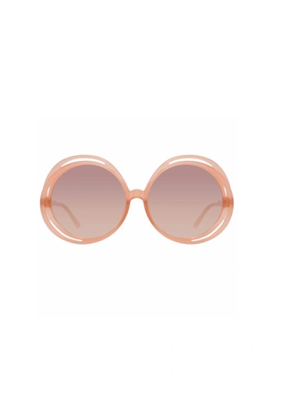 Linda Farrow Ellen Round-frame Acetate Sunglasses In Pink