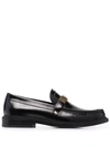 MOSCHINO LOGO LETTERED ALMOND TOE LOAFERS