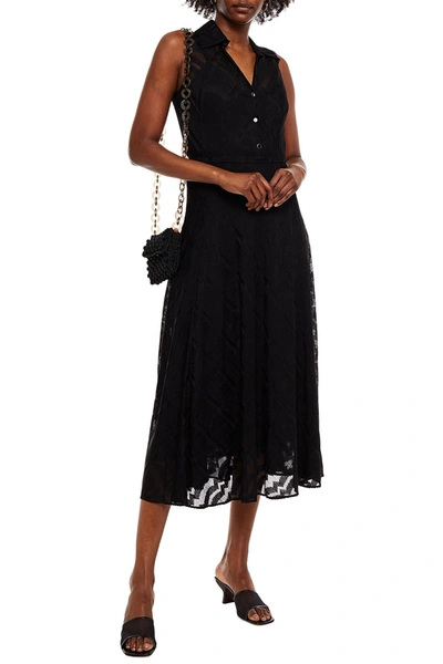 Missoni Crochet-knit Midi Shirt Dress In Black