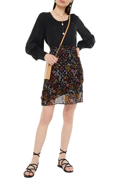 See By Chloé Layered Floral-print Fil Coupé Silk-georgette Mini Skirt In Black