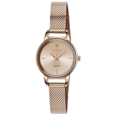 Citizen Women's Quartz Rose Gold-tone Stainless Steel Mesh Bracelet Watch 26mm Women's Shoes In Gold / Gold Tone / Rose / Rose Gold / Rose Gold Tone