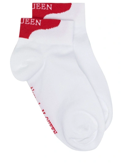 Alexander Mcqueen Intarsia-knit Logo Socks In White