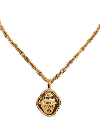 Pre-owned Chanel 1990s Rhombus Necklace In Gold