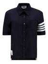 Thom Browne Logo Plaque Shirt In Blue In Blue