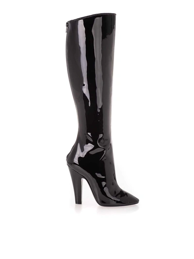 Saint Laurent Women's Leather Heel Boots In Black