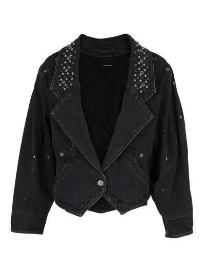 Isabel Marant Depaline Studded Embellished Denim Jacket In Black
