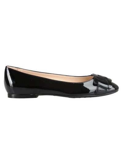 Tod's Patent Leather Chain Ballerina Flats In Black