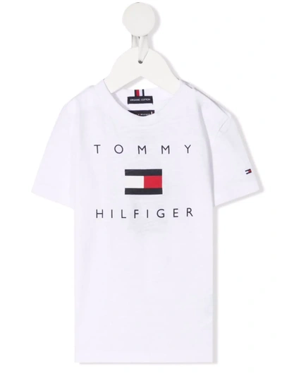 Tommy Hilfiger Junior Babies' Logo Organic Cotton T-shirt In White