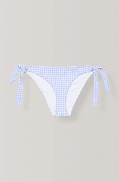 Ganni Seersucker Swimwear Tieband Bikini Briefs In Blue | ModeSens