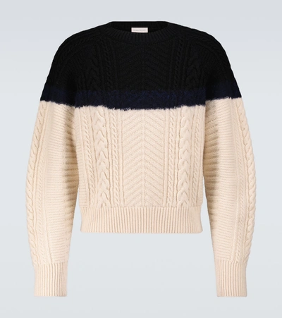 Alexander Mcqueen Cable Knit Wool And Cashmere Sweater In White