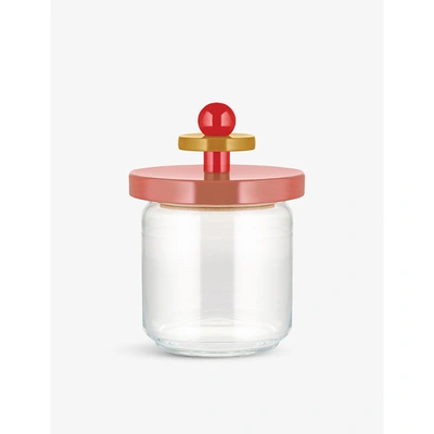 Alessi Twergi Glass Container W/ Lid In Pale Pink