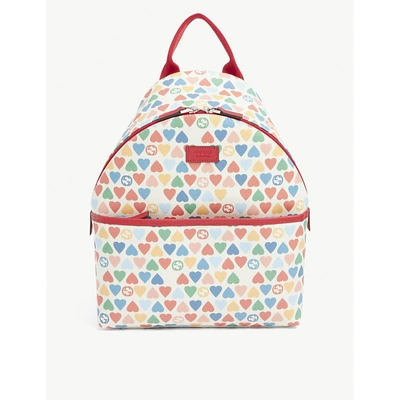 Gucci Girls Multi Kids Heart-print Coated Canvas Backpack 1 Size