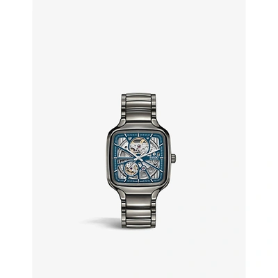 Rado R27083202 True Square Automatic Open Heart High-tech Ceramic Watch In Blue/silver