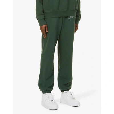 Sporty And Rich Varsity Brand-print Cotton-jersey Jogging Bottoms In Forest