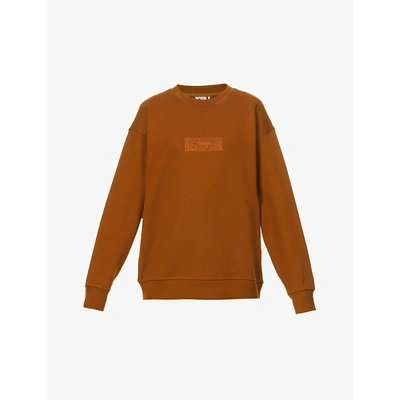 Puma X Maison Kitsuné Embroidered Stretch-cotton Sweatshirt In Tan