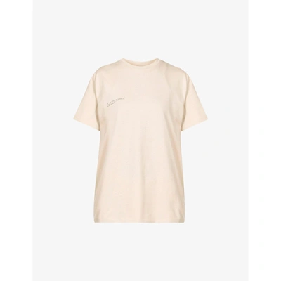 Pangaia Text-print Organic-cotton-and Seaweed-blend T-shirt In Sand