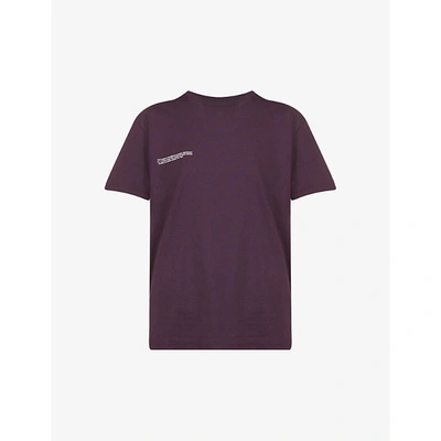 Pangaia Text-print Organic-cotton T-shirt In Exc Dark Aubergine