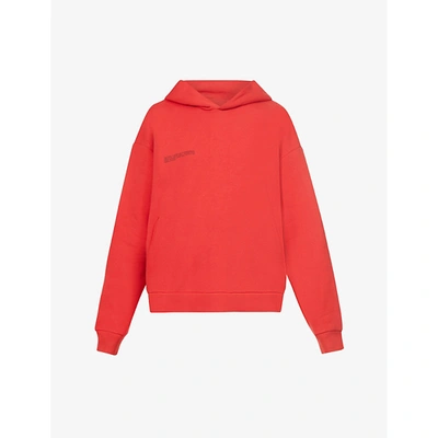 Pangaia 365 Signature Branded Recycled And Organic Cotton-blend Hoody In Hibiscus Red
