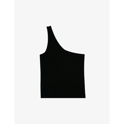 Maje Womens Black One-shoulder Stretch-woven Top 8 In Black