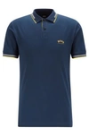 Hugo Boss - Slim Fit Polo Shirt In Stretch Piqu With Curved Logo - Dark Blue