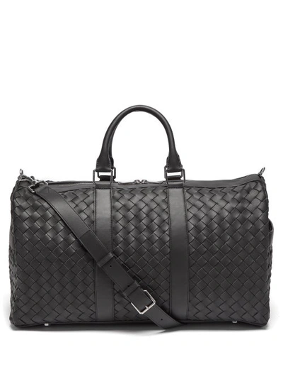 Bottega Veneta Intrecciato-woven Hydrology-leather Holdall In Schwarz