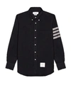Thom Browne Flannel 4-bar Shirt In Navy