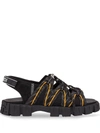 FENDI FORCE LEATHER AND MESH SANDALS