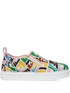 Fendi Multicolored Ff Embroidered Slip-on Sneakers In Weiss