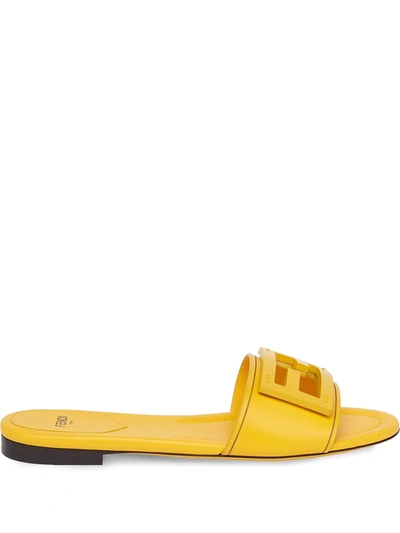 Fendi Ff Logo标牌凉鞋 In Yellow