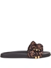 Fendi Black Brown Ff Vertigo Satin Slides In Braun