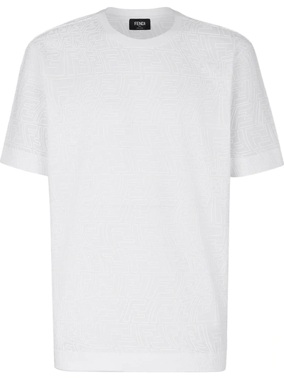 Fendi Distorted Monogram Pattern T-shirt In White