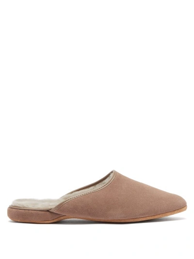 Derek Rose Douglas Shearling-lined Suede Slippers In Brown