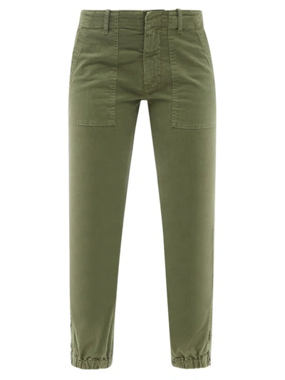 Nili Lotan Cotton-blend Cropped-leg Trousers In Uniform Green