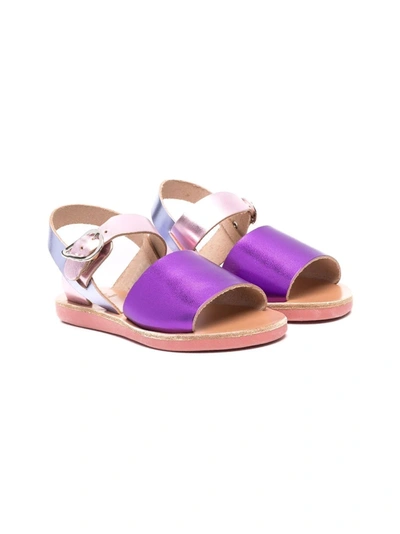 Ancient Greek Sandals Kids' Little Kaliroi Soft皮革凉鞋 In Purple