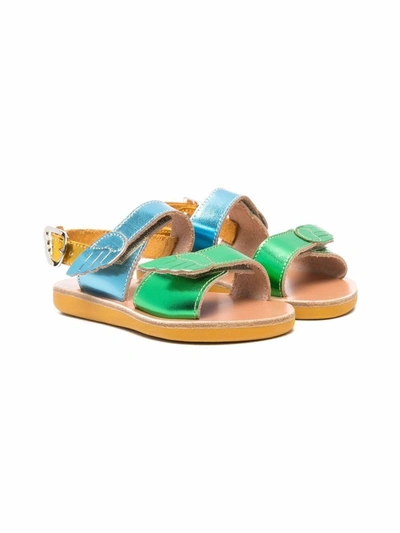 Ancient Greek Sandals Kids' Little Iliada Metallic-strap Sandals In Green