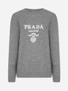 Prada Logo Jacquard Turtleneck Cashmere Wool Blend Sweater