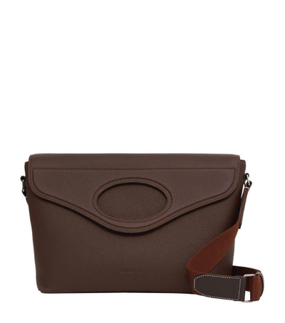 Burberry Pocket Grained-leather Cross-body Bag In Dark Clay Brown