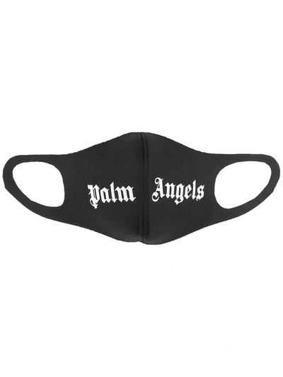 PALM ANGELS BLACK FACE MASK WITH WHITE LOGO,PMRG005R21FAB001 1001