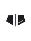 Palm Angels Black Face Mask With Stripes And Logo