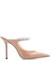 Jimmy Choo 100mm Bing Patent Leather Mules In Pink