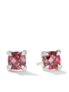 DAVID YURMAN STERLING SILVER PETITE CHATELAINE RHODOLITE GARNET AND DIAMOND STUD EARRINGS