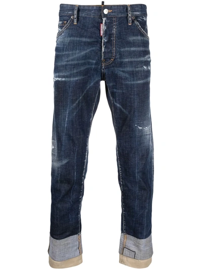 Dsquared2 Distressed Cropped Jeans In Blue