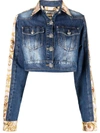 PHILIPP PLEIN BAROQUE-PRINT CROPPED DENIM JACKET